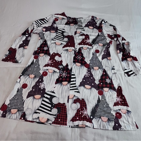 SHEIN Festive Gnome Print Long Sleeve Dress - V Neck Red and White 3X NWOT - Picture 8 of 9